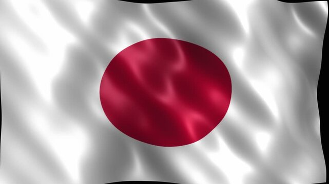 Waving flag of japan with satin texture. 4K Video