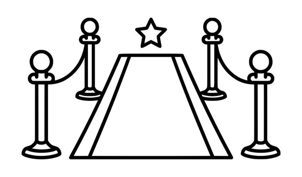 Red Carpet Award Ceremony Line Art Vector Icon for Premiere and Event Design