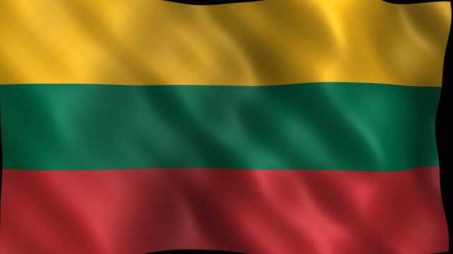 Waving flag of lithuania with silky fabric texture. 4K Video