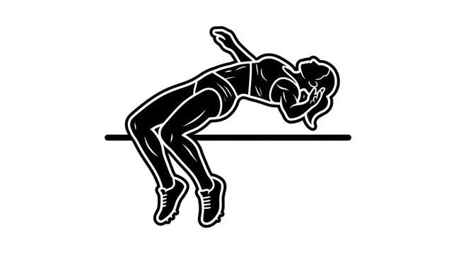 High Jump Athlete Silhouette Crossing Bar.