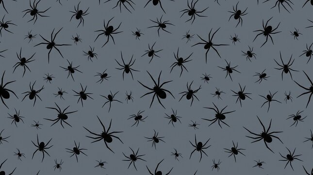 Halloween spiders seamless gray pattern