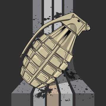 Military Hand Grenade Illustration in Pop Art Retro Style