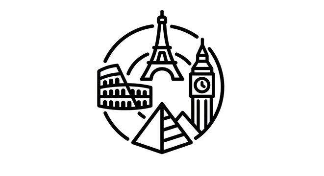 Iconic World Landmarks Collage Representing Global Travel Destinations.