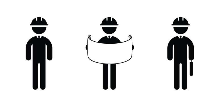Construction worker foreman, supervisor. Architect worket with clipboard inspecting. Engineer with a blueprint for engineering, architecture, construction, and industrial projects. Boss concept.