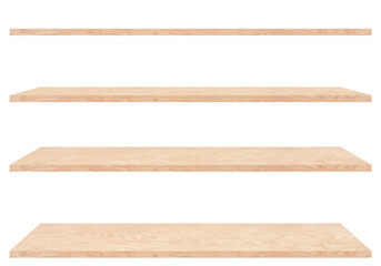 set of wooden shelves isolated on white background © dmitr1ch