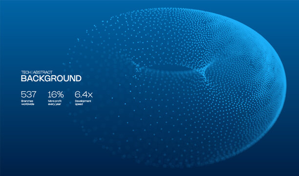 Circle blue dot with background tech wave and concentric globe abstract. Pattern line digital with future light technology and energy graphic 3d. Banner bg circle with black concept background.