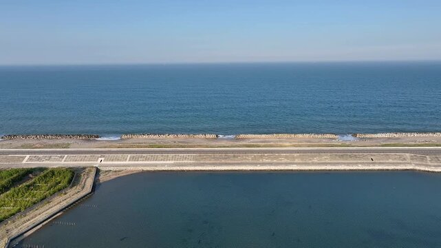 57-Second Aerial View of Wavy Coastline at Ozu Coast, Fukushima, Japan - Spring