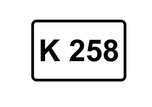 Illustration eines Kreisstra&szlig;enschildes der K 258 in Deutschland