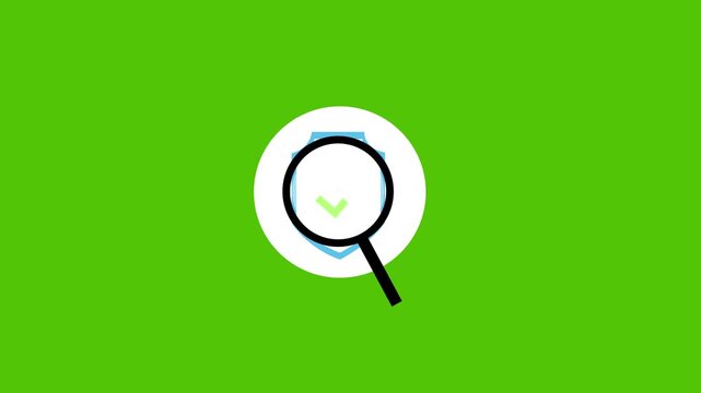 Animated security search with shield and magnifying glass icon