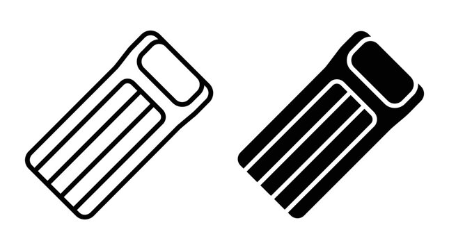 Inflatable pool mattress float icon set in outline and solid vector styles with mattress inflatable swimming illustration isolated silhouette vacation relaxation recreation