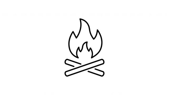 Campfire Animated Icon With Alpha Channel. Outdoor Adventure, Camping, And Wilderness Exploration Motion Graphic. Perfect For Travel Guides, Hiking, And Survival Skills. On Transparent Background