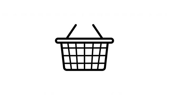 Shopping Basket Animated Icon With Alpha Channel. Retail, E-Commerce, And Grocery Shopping Motion Graphic. Consumer Goods And Market Transactions. On Transparent Background