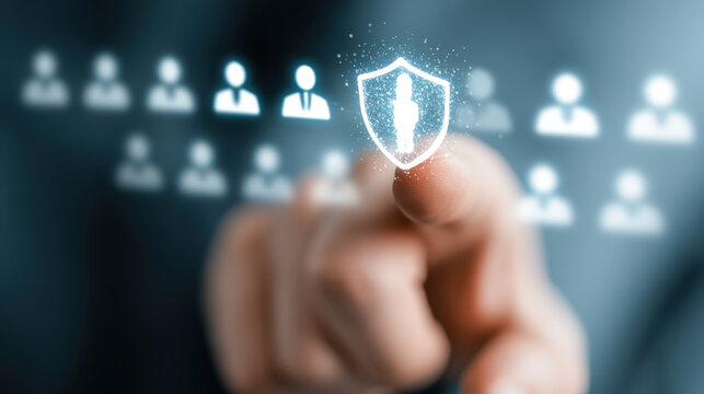 Businessman pressing icon for security Internet online business