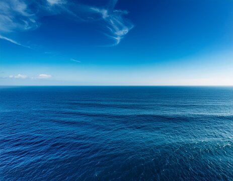 vast blue ocean and a cloudless sky with room for text