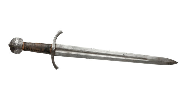 Medieval single-edged steel blade sword with leather wrapped handle