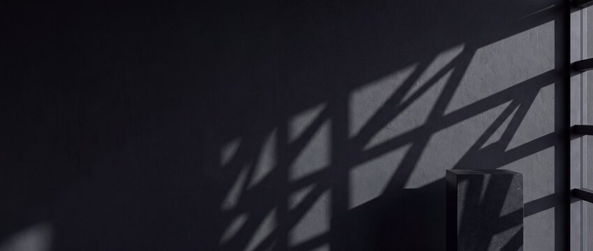 Abstract geometric architectural shadow on dark charcoal wall for tech dark mode Halloween background
