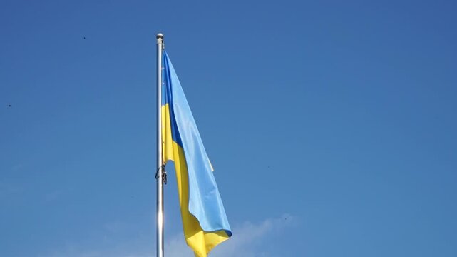 Flag, Ukrainian flag, Ukraine, sun, sky, yellow, blue, courage