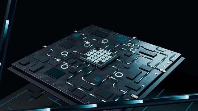 Cyan Light Pulses Flow Through Silicon Photonic Processor Chip
