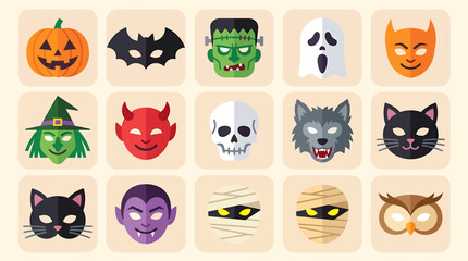Obraz premium Halloween Themed Cartoon Icons Collection Set.