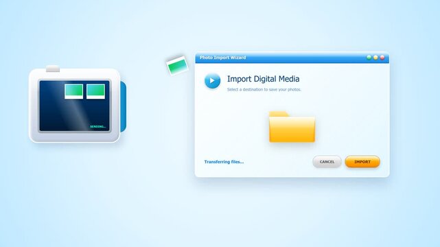 Digital Photo Import Wizard Animation Concept