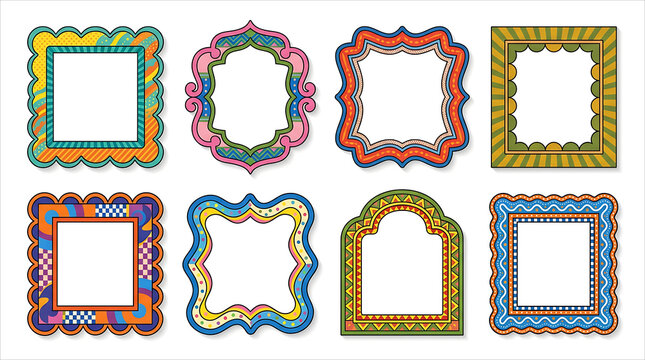 Retro Colorful Patterned Decorative Frame Collection