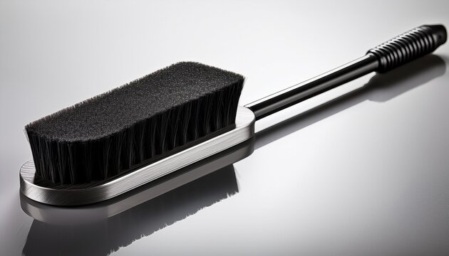 black scrub brush with long handle