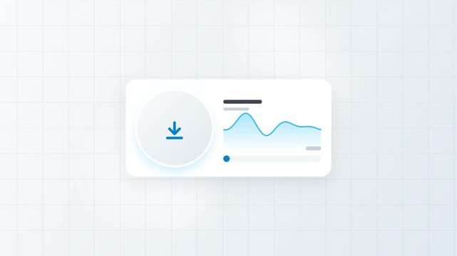 Clean digital interface element showcasing a download progress indicator and a real-time data analytics graph on a minimalist background, great for web and app design