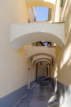 Street view of Imperia old town, Italy