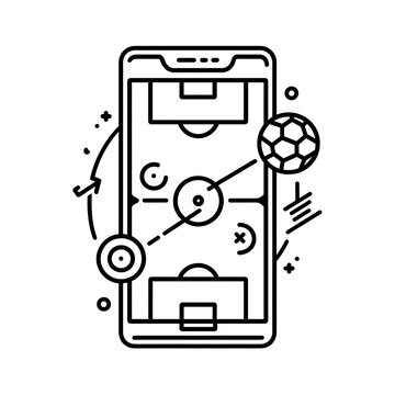 Minimal soccer football court layout on smartphone screen with player icons