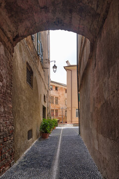 Street view of Imperia old town, Italy