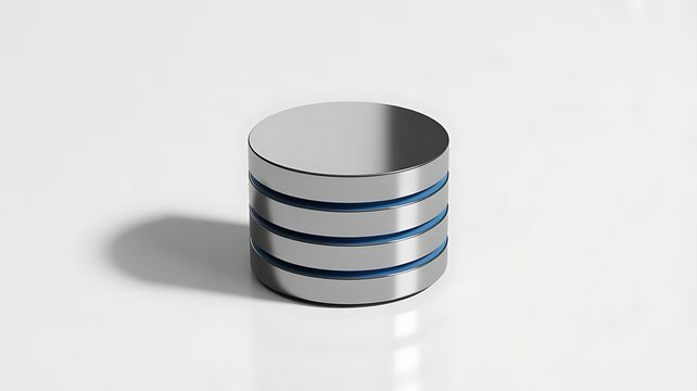 Metallic cylinder representing database storage on a clean white background
