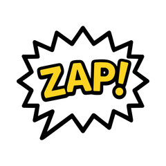 Comic Book Style Sound Effect ZAP Burst With Yellow Text on White Background © paint