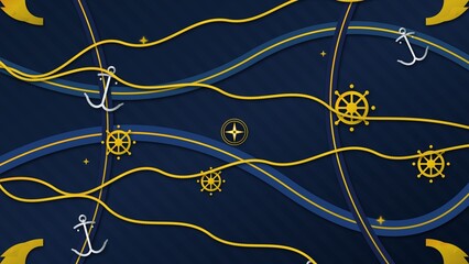 Nautical Marine Seamless Pattern with Ropes and Anchors © Perfople