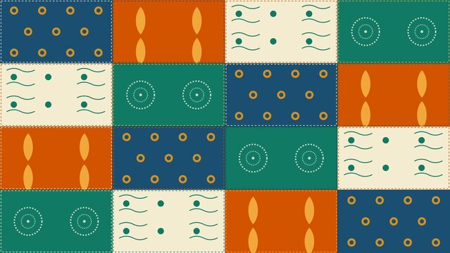 Vibrant Abstract Patchwork Quilt Seamless Background