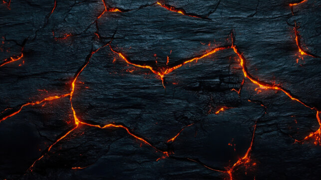 Abstract rock background with fire gaps between stones cut rock surface