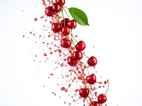 Cherries with Red Juice Splash