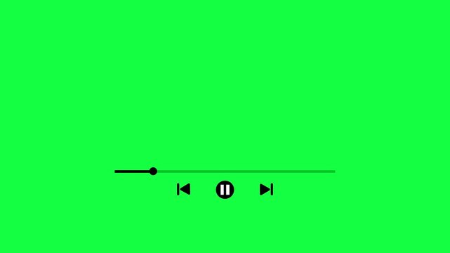 Music player progress bar overlay video animation on transparent background, 30 second music player animation.