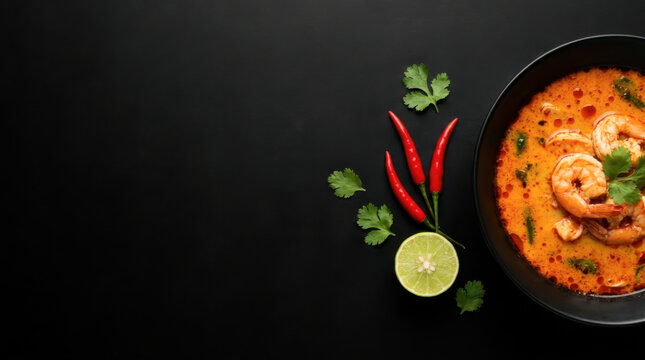 Traditional Thai Tom Yum Goong Spicy Shrimp Soup