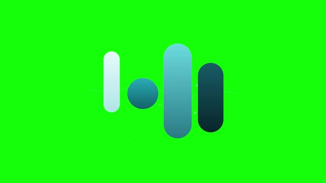 Abstract blue graphic element animation on green screen background.