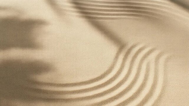 竹の影が静かに揺れる枯山水の砂紋、禅と日本文化の和風背景