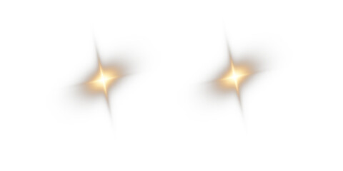 Cars light effect. Yellow glow car headlight bright beams ray isolated on transparent background © Alesya