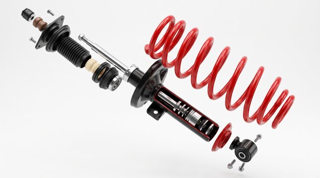 Red Coil Spring Shock Absorber Exploded
