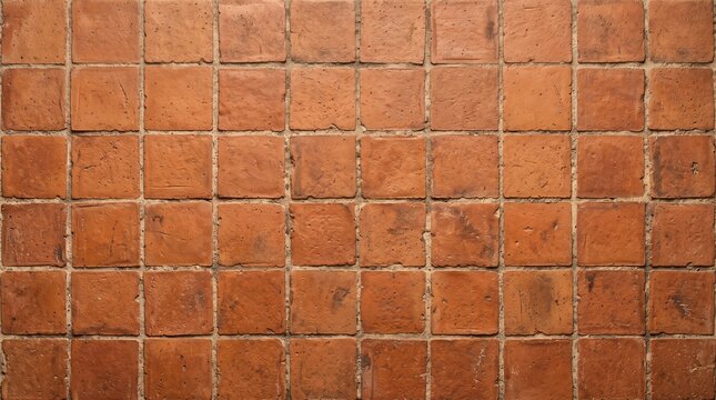 Seamless red clay square pavers tile texture surface for rustic architectural floor cladding