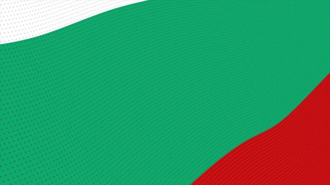 Flag of Bulgaria waving slowly in the foreground and moving upwards.