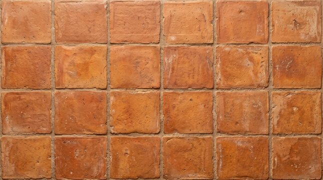 Traditional terracotta ceramic square tile pattern background for kitchen and garden walkway