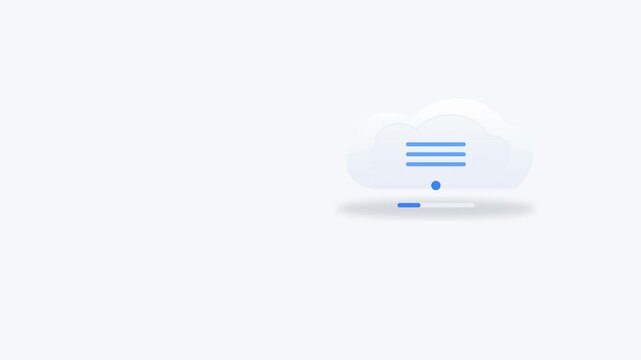 Cloud sync series showing digital document icons uploading into a central cloud database network