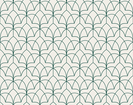 Art deco floral geometric background. Seamless abstract design.