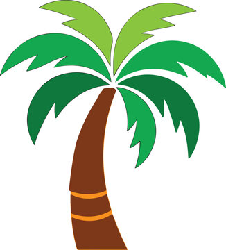 Green palm tree icon illustration