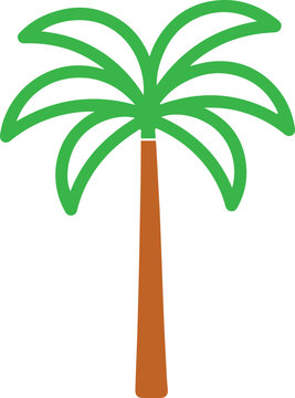 Simple green palm tree icon with brown trunk