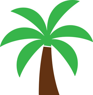 Simple green palm tree icon with brown trunk